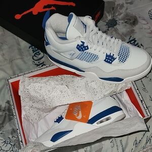 Jordan White and Blue Retro Sneakers